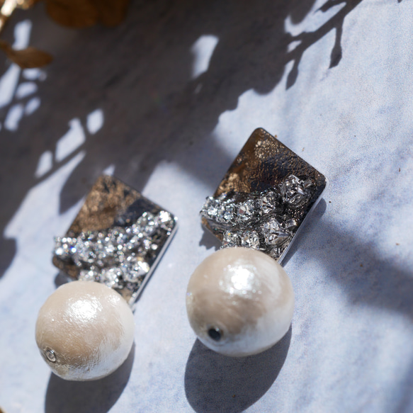 Simple pearl stone pierce/earring 3枚目の画像