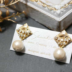 Simple pearl stone pierce/earring 5枚目の画像