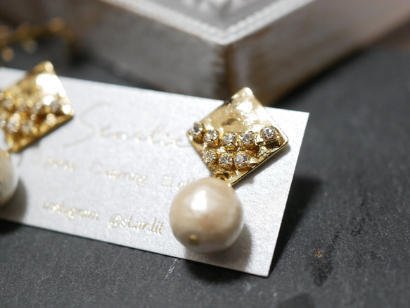 Simple pearl stone pierce/earring 6枚目の画像