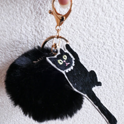 皮草包吊飾刺繡黑貓 第2張的照片