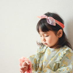 【再販】チュールリボンヘアバンド（マーブルピンク） 1枚目の画像