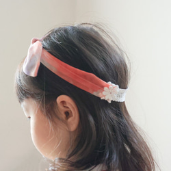 【再販】チュールリボンヘアバンド（マーブルピンク） 3枚目の画像