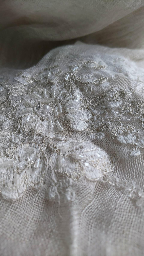 キラキラ♪ビーズ刺繍のやわらかリネンガーゼ♪ ビーズ刺繍レースストール 一枚 E1209732935(9295円)