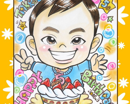 ☆カラフル似顔絵・色紙・2500円~・下描きチェック無し