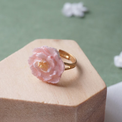 牡丹 戒指 手工黏土裱花 可訂製 第1張的照片