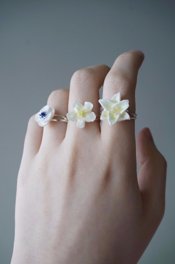 罌粟秋牡丹 戒指 手工黏土裱花 可訂製 第3張的照片