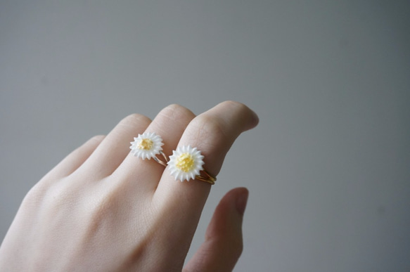 雛菊 戒指 手工黏土裱花 可訂製 第4張的照片