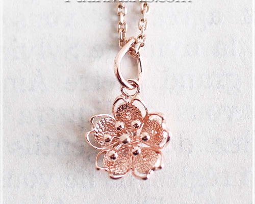 桜のネックレス用ゴールドチャーム(S)Bタイトタイプ・K24GPK18GP