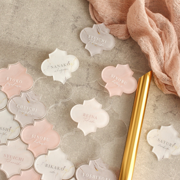 モロッカンタイル風 ゲスト参加型 アクリル結婚証明書 【A4・B4・A3サイズ / 10〜102名様まで】 オプションより選択 A4