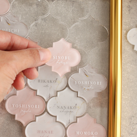 モロッカンタイル風 ゲスト参加型 アクリル結婚証明書 【A4・B4・A3サイズ / 10〜102名様まで】 オプションより選択 A4