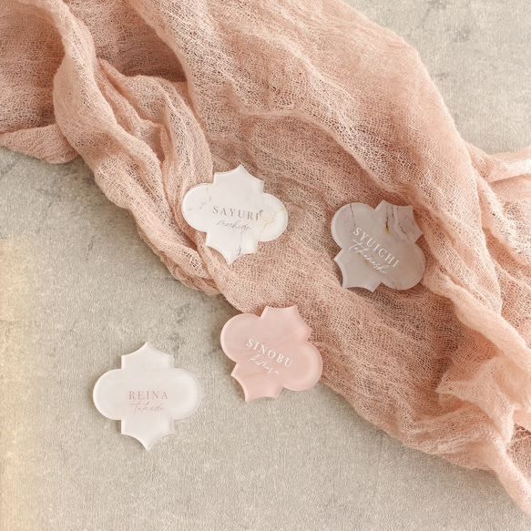 モロッカンタイル風 ゲスト参加型 アクリル結婚証明書 【A4・B4・A3サイズ / 10〜102名様まで】 オプションより選択 A4