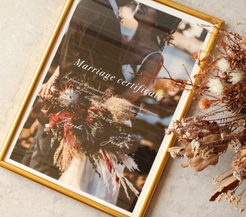 【10名～30名用】A4サイズ　写真を印刷　ゲスト参加型 アクリル結婚証明書〜Piece of Story〜