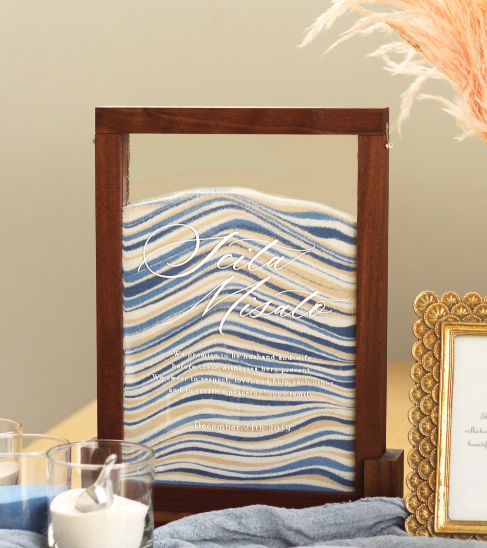 ポスタープレゼント！砂付き　美しいサンドセレモニー オリジナル文章 刻印可能　ウォールナット　結婚式