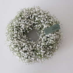 かすみ草リースフラワー白＊2025＊ギフトにも＊そのままドライフラワーになります！ 2枚目の画像