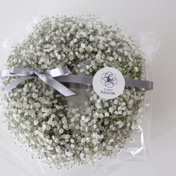 かすみ草リースフラワー白＊2025＊ギフトにも＊そのままドライフラワーになります！ 3枚目の画像