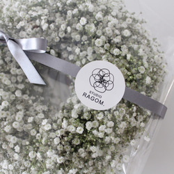 かすみ草リースフラワー白＊2025＊ギフトにも＊そのままドライフラワーになります！ 4枚目の画像