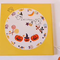 【早割価格】ハロウィン☆ジャックオーランタンとかわいいおばけたち・インテリアタイル額「ポーセラーツ」 3枚目の画像