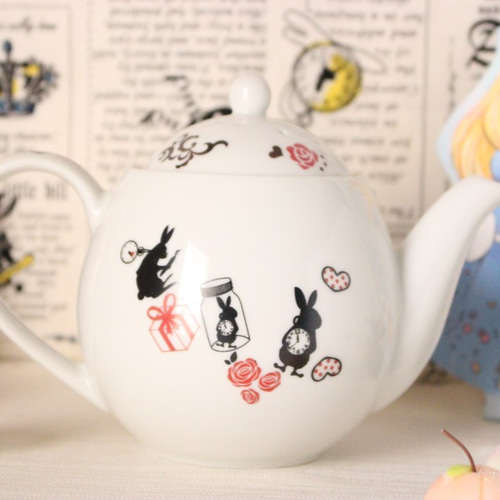 大人かわいいアリス❤白うさぎの懐中時計のティーポット