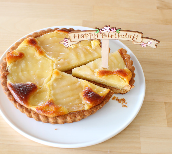 『Happy Birthday』花＊木製ケーキトッパー 8枚目の画像