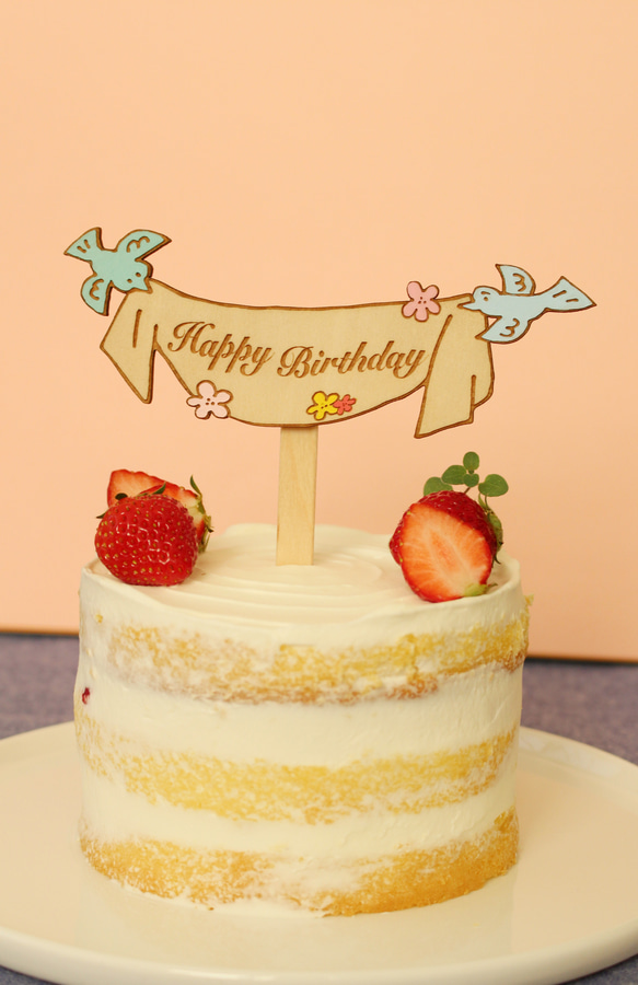 『Happy Birthday』鳥＊ケーキトッパー 6枚目の画像