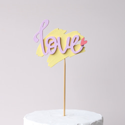 『love』背景付き木製ケーキトッパー＊カスタムオーダーでオリジナル仕上げ 3枚目の画像