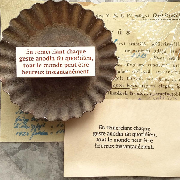 085★仏語「日常に感謝することができれば誰でもすぐに幸せになることができるのです」メッセージスタンプ タイプライター風 1枚目の画像