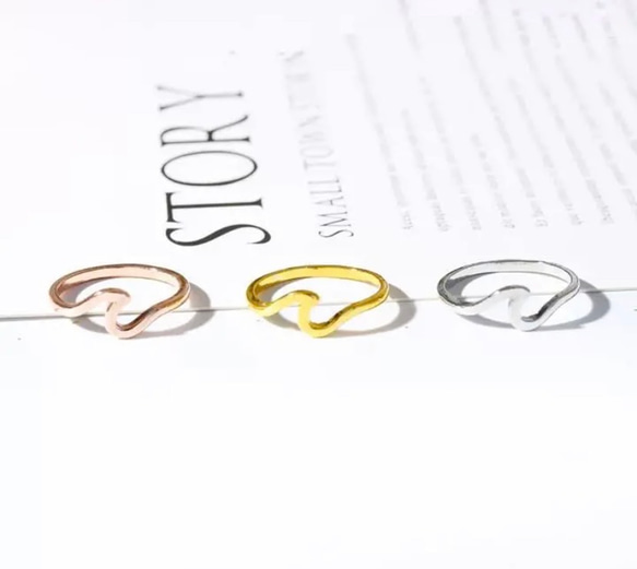 【在庫処分価格】ピンクゴールド ウェーブリング リング 波 指輪 ウェーブ ビーチ アクセサリー 2枚目の画像