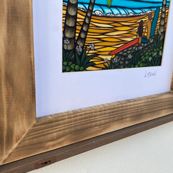 ヘザーブラウン フォトフレーム アートフレーム 木材 ハワイ ハワイアン アート 額縁 焼き杉 焼杉 2枚目の画像
