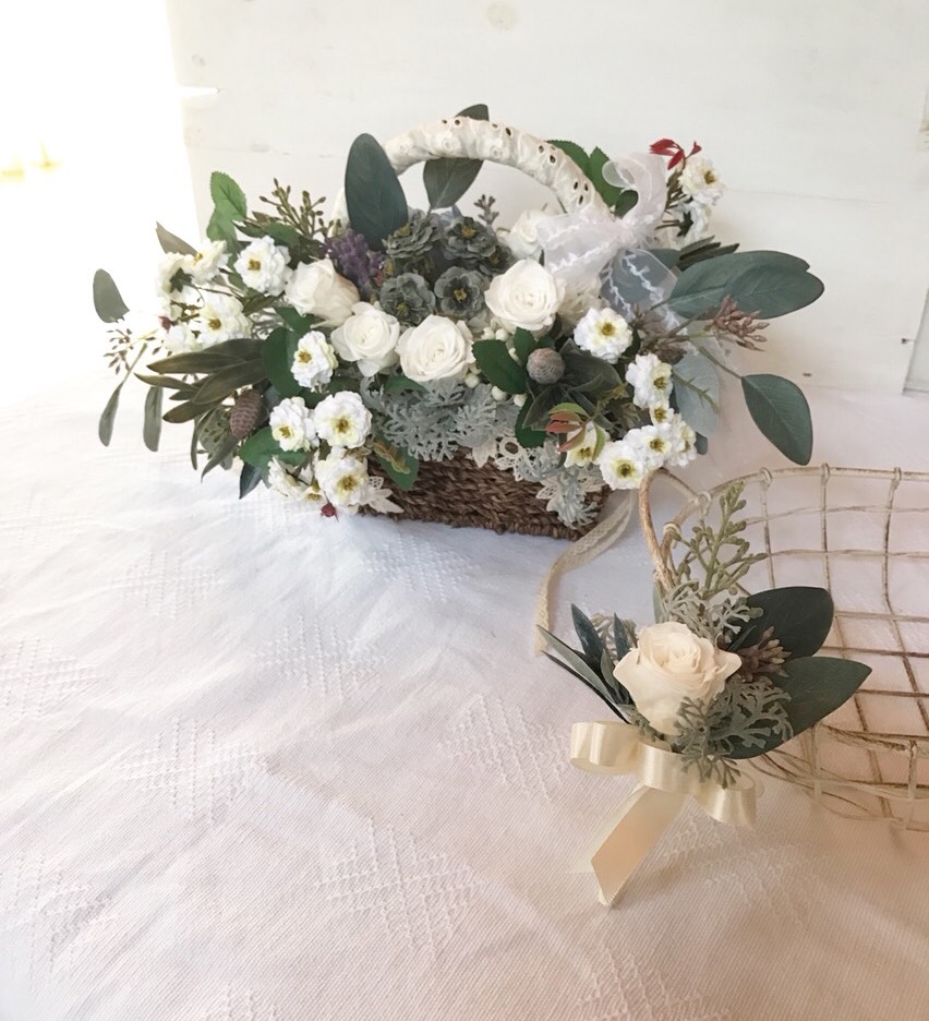 プリザーブドフラワーとアーティフィシャルフラワーのブーケ