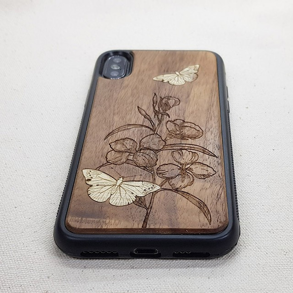 木象嵌のスマホケース：蝶 6枚目の画像