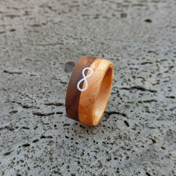 木の インレイ 指輪（ウッドリング）-  無限 2枚目の画像