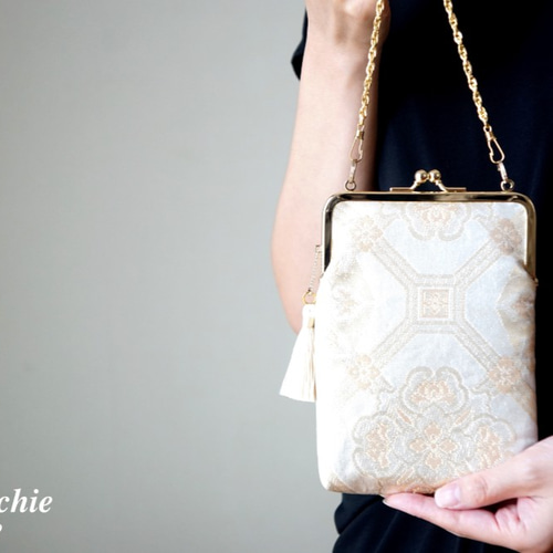 金箔 小さめパーティーバック、スマホケース、スマホポーチ がま口