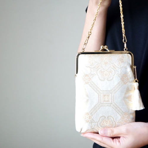 金箔 小さめパーティーバック、スマホケース、スマホポーチ がま口