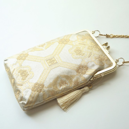 金箔 小さめパーティーバック、スマホケース、スマホポーチ がま口