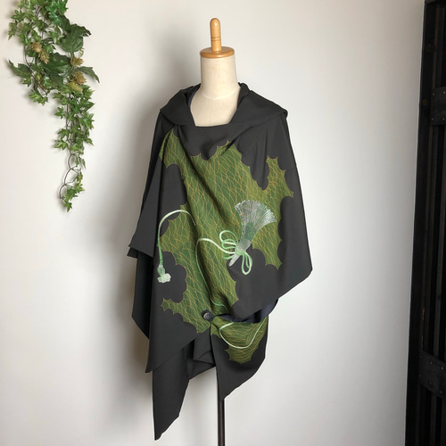 着物リメイク 留袖 フード付き2wayポンチョ ジャケット komomo