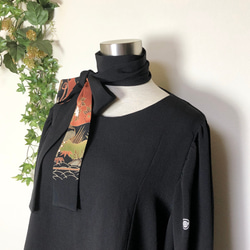 着物リメイク　留袖　バルーン袖のパンツセットアップ　ボウタイ付き 9枚目の画像