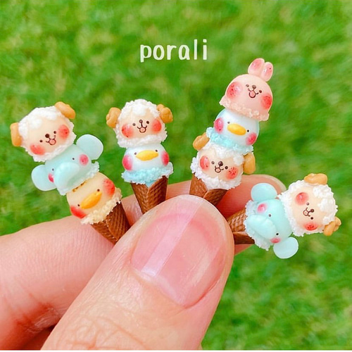 単品アイスのみ)【受注製作】選べる！ミニチュア 動物コーンアイス