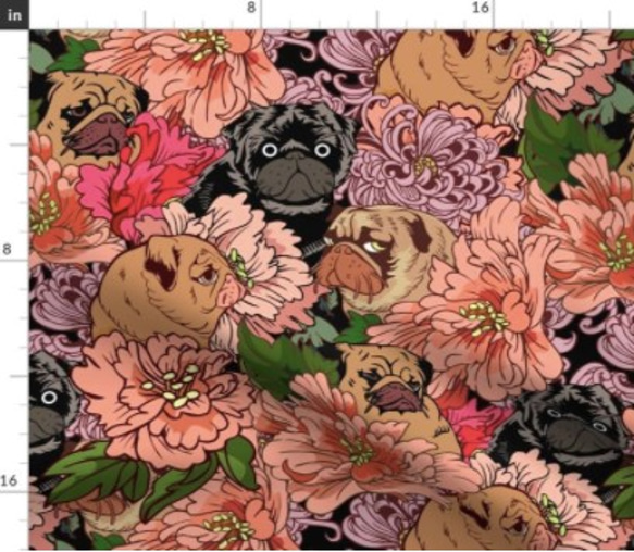 New 犬 犬柄 パグの可愛すぎるデザイン 輸入生地 生地 パグ  