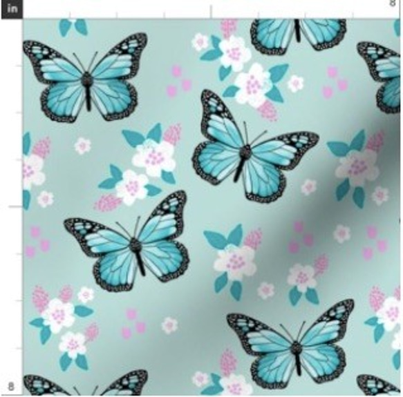 New 青い蝶々 バタフライ 蝶 蝶々の可愛すぎるデザイン 輸入生地 生地 ア ハンドメイド 素材 4枚目の画像