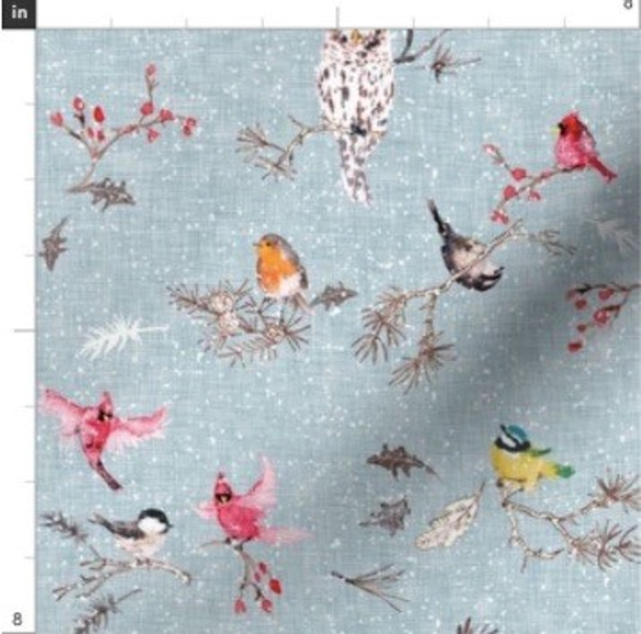 輸入生地 鳥 バード 鳥柄 ハンドメイド素材 生地 布 綿 布地 4枚目の画像
