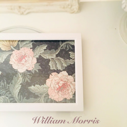 ファブリックパネル ウィリアム モリス キク科の花綱 ピンク/イエロー/ブラック 額装 インテリア小物 2枚目の画像