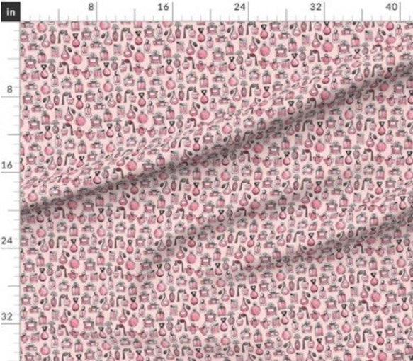 香水瓶柄 コスメ柄 宝石柄 香水瓶 パフュームボトル 手芸 生地 輸入生地 布 布地 コットン 綿 ハンドメイド 2枚目の画像