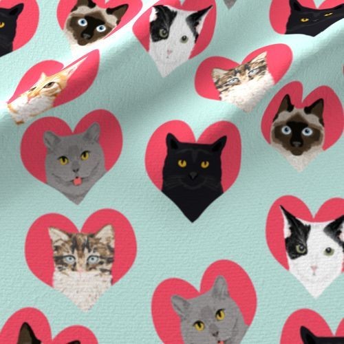 輸入生地 猫ちゃん in ハート 猫 猫柄 ハンドメイド素材 生地 生地  