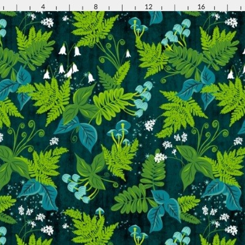 エメラルド色の森 フレンチスタイル 生地 葉 グリーン 森林 輸入生地