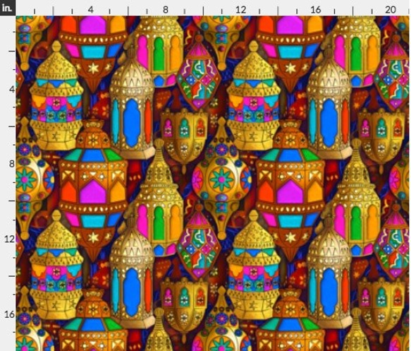 モロッカン柄 生地 モロッコダマスクローズ色 モロッコ柄 超レアモロッカン レア生地 輸入生地　 1枚目の画像