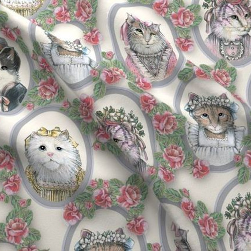 フレンチスタイル 輸入生地 生地 猫 ネコ 猫柄 キャット ハンドメイド 
