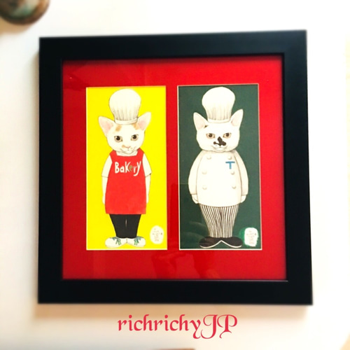 最終お値下げ【廃盤品】ヒグチユウコ　額装　複製画　猫　ネコ ヒグチユウコ ボリス雑貨店 【額装】複製画 ネコちゃんスキ 額装