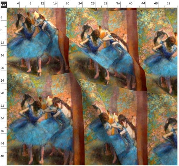 New デザインプリント ドガ 青い踊り子たち 名画 生地 輸入生地