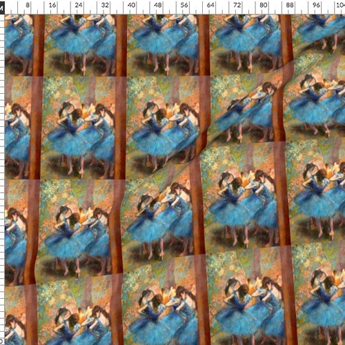 New デザインプリント ドガ 青い踊り子たち 名画 生地 輸入生地