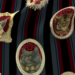 New ビクトリアンキャット 擬人化の猫ちゃんの肖像画 猫柄 猫生地 輸入生地 3枚目の画像